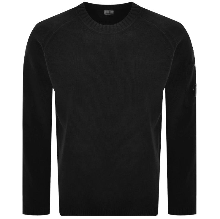 CP COMPANY CHENILLE COTTON LENS CREW NECK JUMPER BLACK RRP £255 BNWT