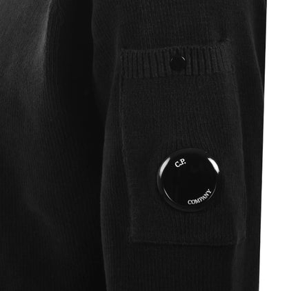 CP COMPANY CHENILLE COTTON LENS CREW NECK JUMPER BLACK RRP £255 BNWT