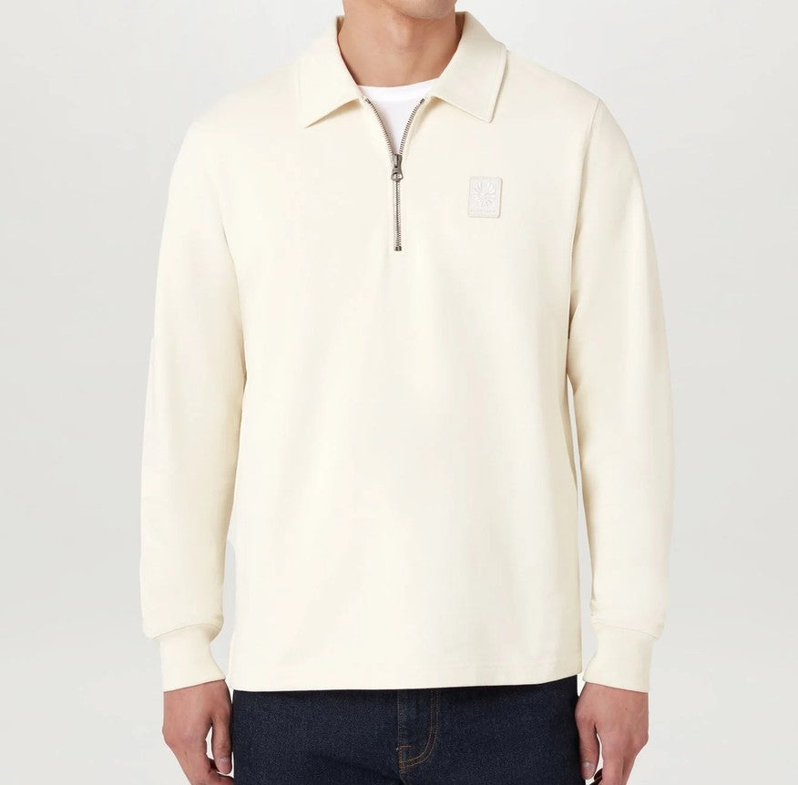 BELSTAFF CURATOR QUARTER ZIP COTTON SWEATSHIRT SILVER BIRCH RRP £180 NEW