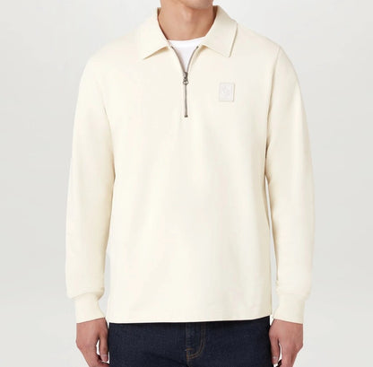 BELSTAFF CURATOR QUARTER ZIP COTTON SWEATSHIRT SILVER BIRCH RRP £180 NEW
