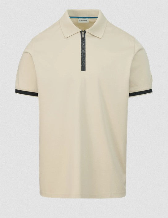 SANDBANKS SILICONE ZIP INTERLOCK COTTON POLO SHIRT STONE XL RRP £150 BNWT
