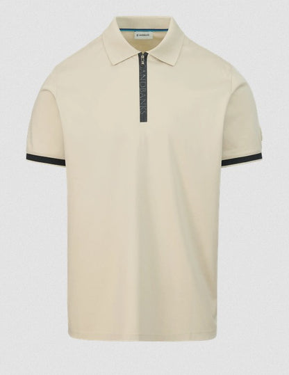 SANDBANKS SILICONE ZIP INTERLOCK COTTON POLO SHIRT STONE XL RRP £150 BNWT