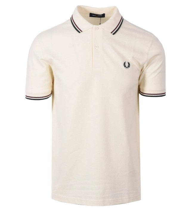 FRED PERRY TWIN TIPPED PIQUE POLO SHIRT ECRU/OXBLOOD/GRASSROOTS 3XL RRP £80 BNWT