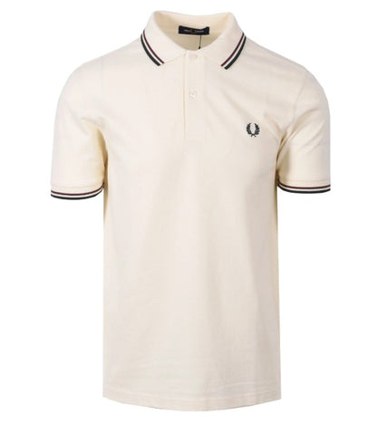 FRED PERRY TWIN TIPPED PIQUE POLO SHIRT ECRU/OXBLOOD/GRASSROOTS 3XL RRP £80 BNWT