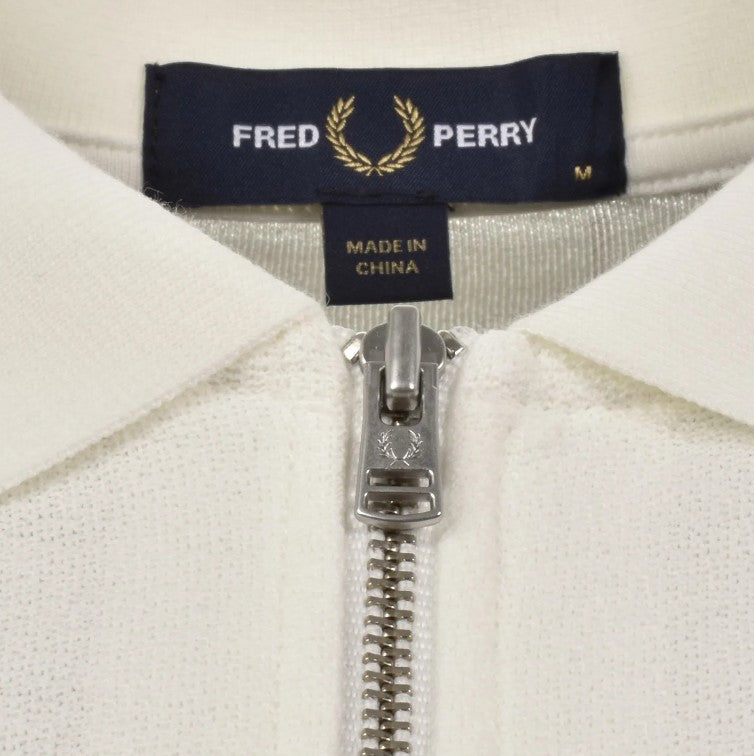 FRED PERRY ZIP NECK CREPE PIQUE COTTON POLO SHIRT ECRU 2XL RRP £90 BNWT