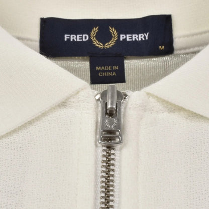 FRED PERRY ZIP NECK CREPE PIQUE COTTON POLO SHIRT ECRU 2XL RRP £90 BNWT