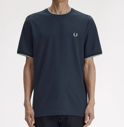 FRED PERRY CREPE PIQUE COTTON T-SHIRT NAVY XL RRP £60 BNWT