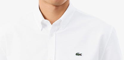 LACOSTE OXFORD CROC LOGO SHORT SLEEVE COTTON SHIRT WHITE 2XL RRP £100 BNWT