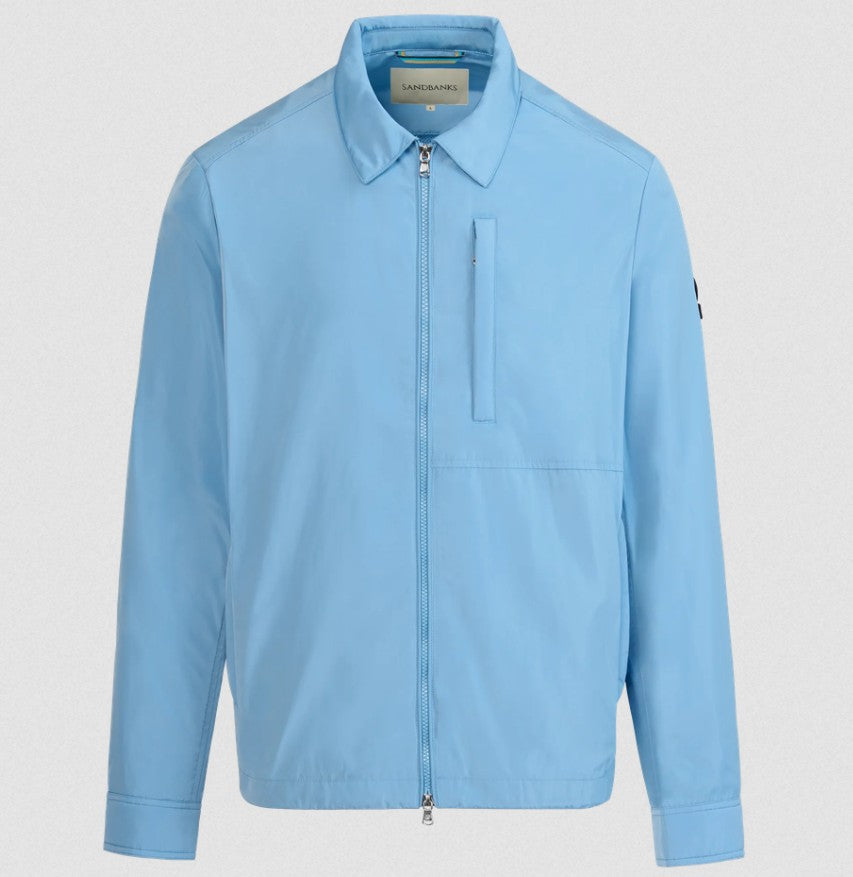 SANDBANKS UTILITY ZIP UP POLYESTER OVERSHIRT JACKET DUSTY BLUE XL RRP £295 BNWT