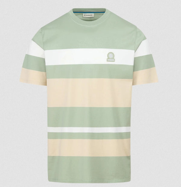 SANDBANKS MERCERSIED COTTON STRIPED T-SHIRT SAGE 5XL RRP £105 BNWT