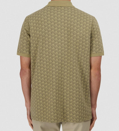 SANDBANKS MONOGRAM JACQUARD COTTON POLO SHIRT SAGE GREEN S/M RRP £145 BNWT