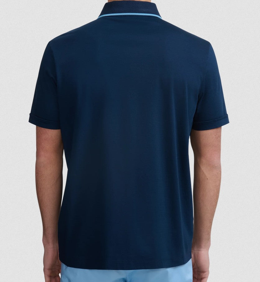 SANDBANKS CONTRAST TIPPED INTERLOCK COTTON SHIRT NAVY 2XL RRP £165 BNWT
