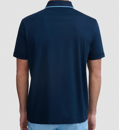 SANDBANKS CONTRAST TIPPED INTERLOCK COTTON SHIRT NAVY 2XL RRP £165 BNWT