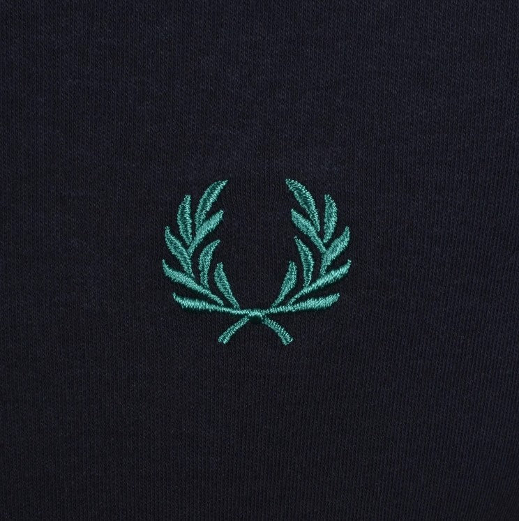 FRED PERRY JACQUARD CUFF COTTON T-SHIRT NAVY BLUE MEDIUM RRP £60 BNWT