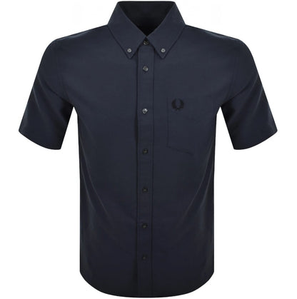 FRED PERRY OXFORD SHORT SLEEVE COTTON SHIRT DARK AIRFORCE NAVY LARGE RRP £90 NEW