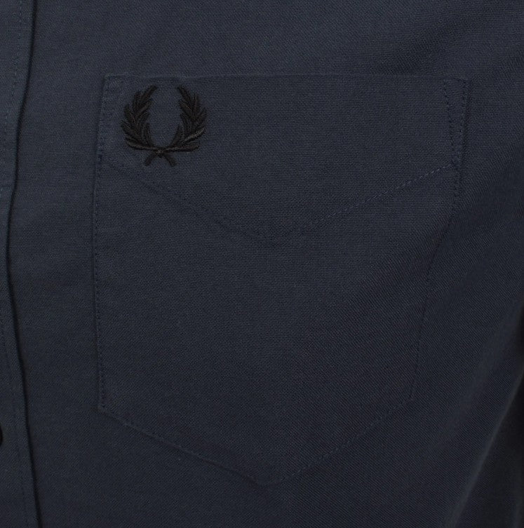 FRED PERRY OXFORD SHORT SLEEVE COTTON SHIRT DARK AIRFORCE NAVY LARGE RRP £90 NEW