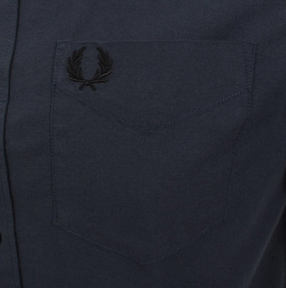 FRED PERRY OXFORD SHORT SLEEVE COTTON SHIRT DARK AIRFORCE NAVY LARGE RRP £90 NEW