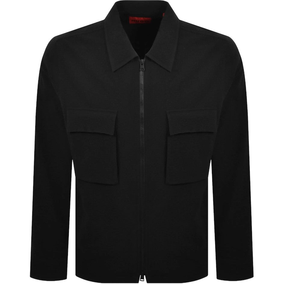 HUGO BY HUGO BOSS ESELIO SEERSUCKER COTTON OVERSHIRT BLACK LARGE RRP £199 BNWT