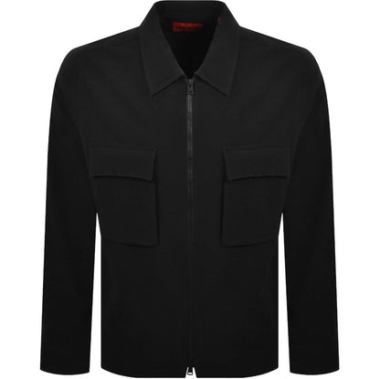 HUGO BY HUGO BOSS ESELIO SEERSUCKER COTTON OVERSHIRT BLACK LARGE RRP £199 BNWT