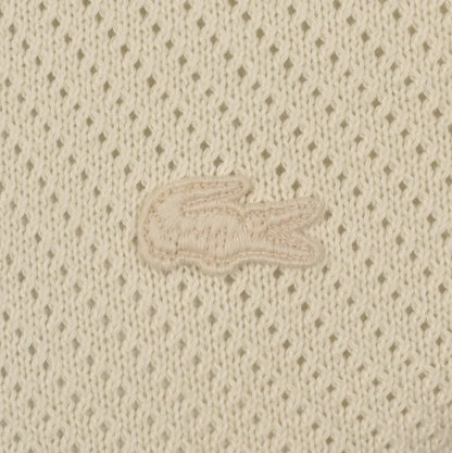 LACOSTE HEAVYWEIGHT COTTON JACQUARD KNIT LOGO T-SHIRT CREAM XL RRP £70 BNWT