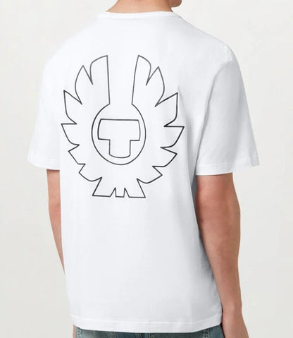 BELSTAFF BORDER LOGO COTTON T-SHIRT WHITE RRP £70 BNWT