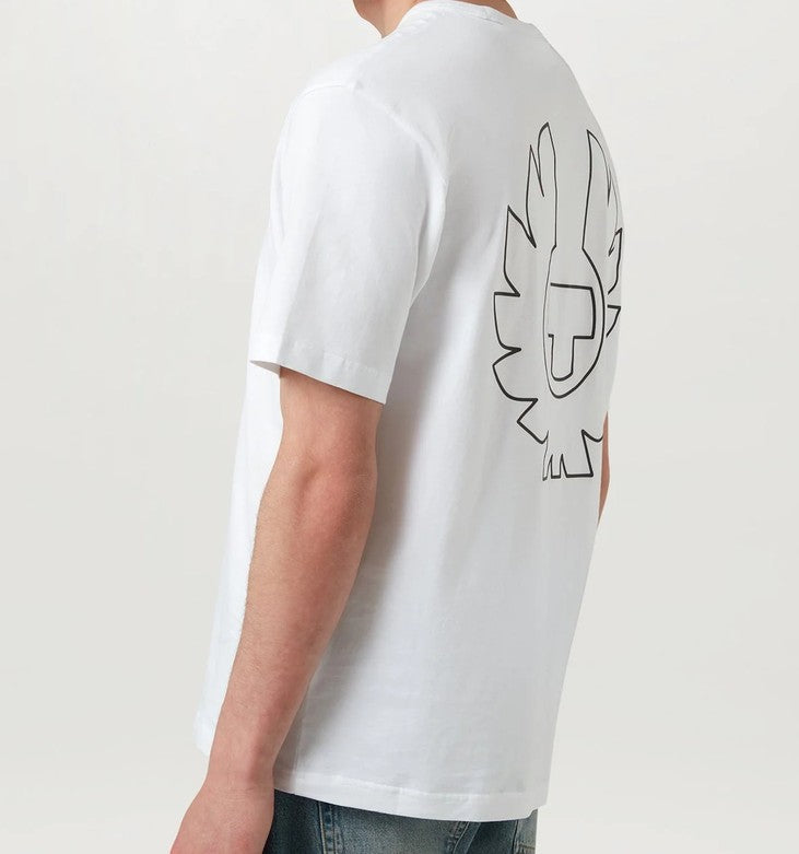BELSTAFF BORDER LOGO COTTON T-SHIRT WHITE RRP £70 BNWT