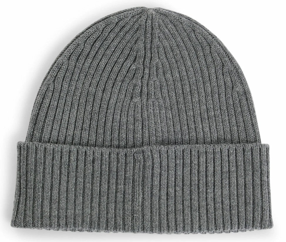 HUGO BY HUGO BOSS XOLA VIRGIN WOOL & METAL LOGO BEANIE HAT GREY RRP £69 BNWT