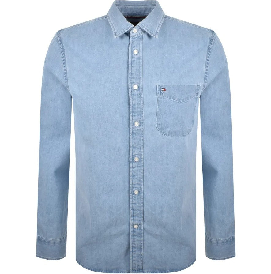 TOMMY HILFIGER DENIM LONG SLEEVE COTTON SHIRT BLUE 2XL RRP £100 BNWT