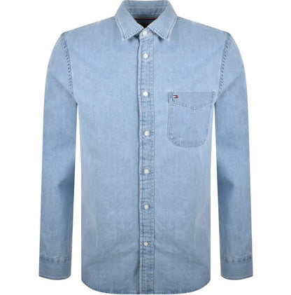 TOMMY HILFIGER DENIM LONG SLEEVE COTTON SHIRT BLUE 2XL RRP £100 BNWT