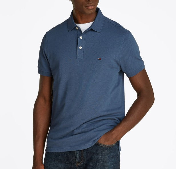 TOMMY HILFIGER SLIM FIT PIQUE COTTON POLO SHIRT TEAL BLUE LARGE RRP £75 BNWT