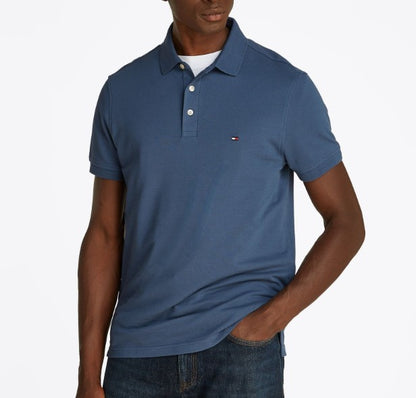 TOMMY HILFIGER SLIM FIT PIQUE COTTON POLO SHIRT TEAL BLUE LARGE RRP £75 BNWT