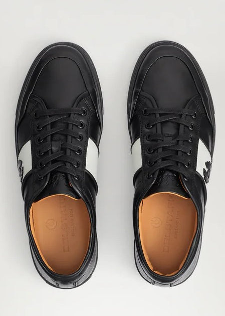 BELSTAFF PHOENIX LOW TOP CALF LEATHER TRAINERS SNEAKERS BLACK RRP £225 BNIB