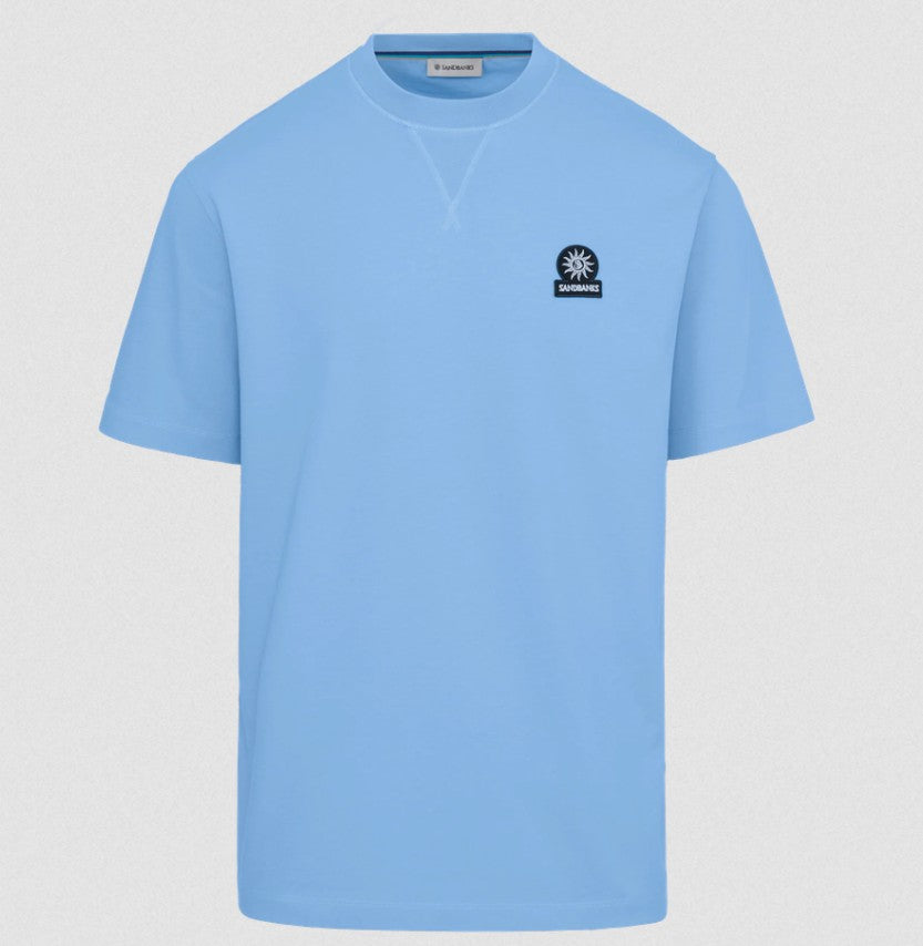 SANDBANKS DOUBLE JERSEY COLLEGIATE COTTON T-SHIRT DUSTY BLUE XL RRP £95 BNWT