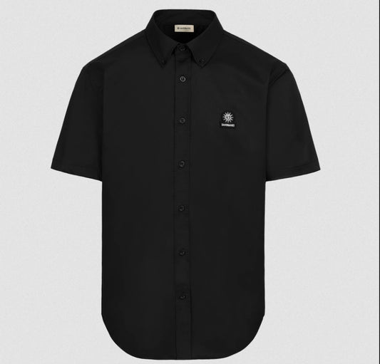 SANDBANKS LOGO SHORT SLEEVE COTTON POPLIN SHIRT BLACK RRP £155 BNWT