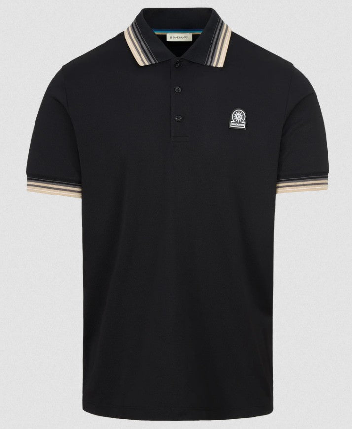 SANDBANKS BADGE LOGO GRADIENT RIB POLO SHIRT BLACK 4XL RRP £125 NEW