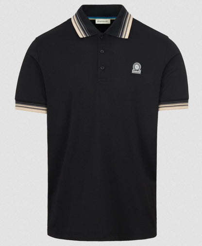 SANDBANKS BADGE LOGO GRADIENT RIB POLO SHIRT BLACK 4XL RRP £125 NEW
