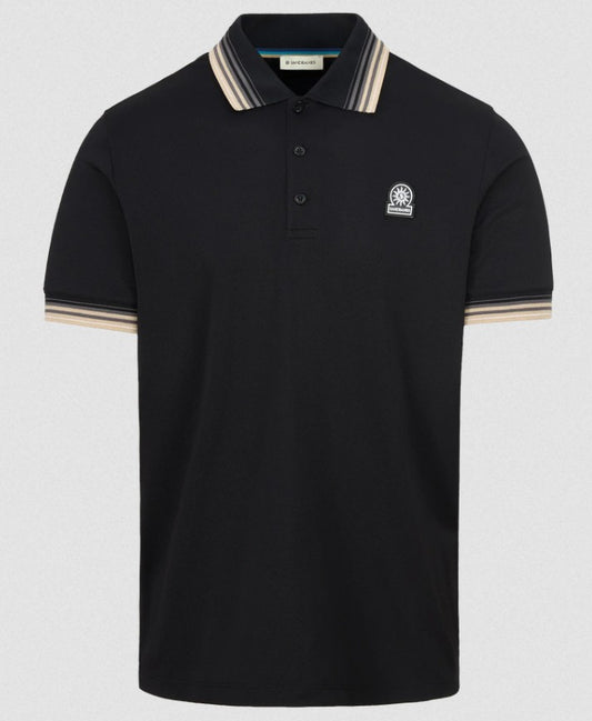 SANDBANKS BADGE LOGO GRADIENT RIB POLO SHIRT BLACK 4XL RRP £125 NEW
