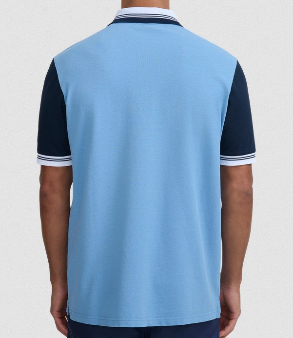 SANDBANKS CONTRAST SLEEVE & COLLAR ZIPPED POLO SHIRT DUSTY BLUE 2XL RRP £130 NEW