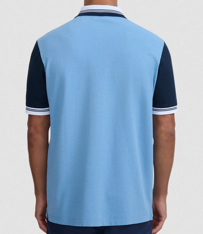 SANDBANKS CONTRAST SLEEVE & COLLAR ZIPPED POLO SHIRT DUSTY BLUE 2XL RRP £130 NEW