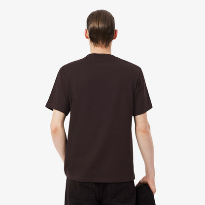 LACOSTE HEAVYWEIGHT COTTON DIAMOND BADGE LOGO T-SHIRT BROWN RRP £70 BNWT