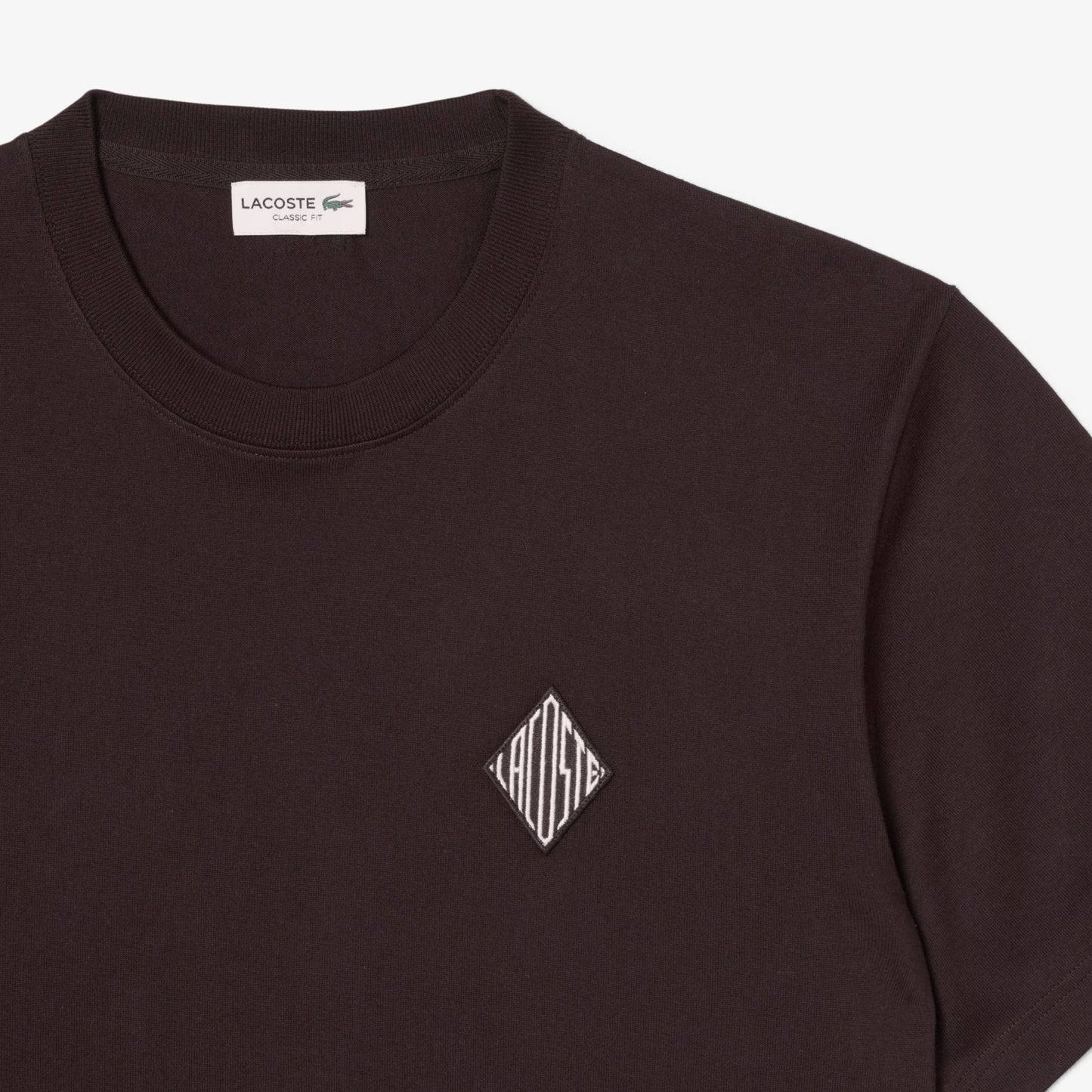 LACOSTE HEAVYWEIGHT COTTON DIAMOND BADGE LOGO T-SHIRT BROWN RRP £70 BNWT