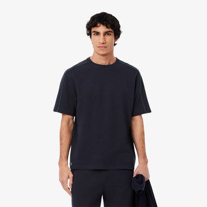 LACOSTE LOUNGEWEAR CREW NECK TEXTURED COTTON T-SHIRT NAVY BLUE RRP £60 NEW
