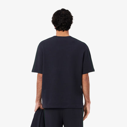 LACOSTE LOUNGEWEAR CREW NECK TEXTURED COTTON T-SHIRT NAVY BLUE RRP £60 NEW