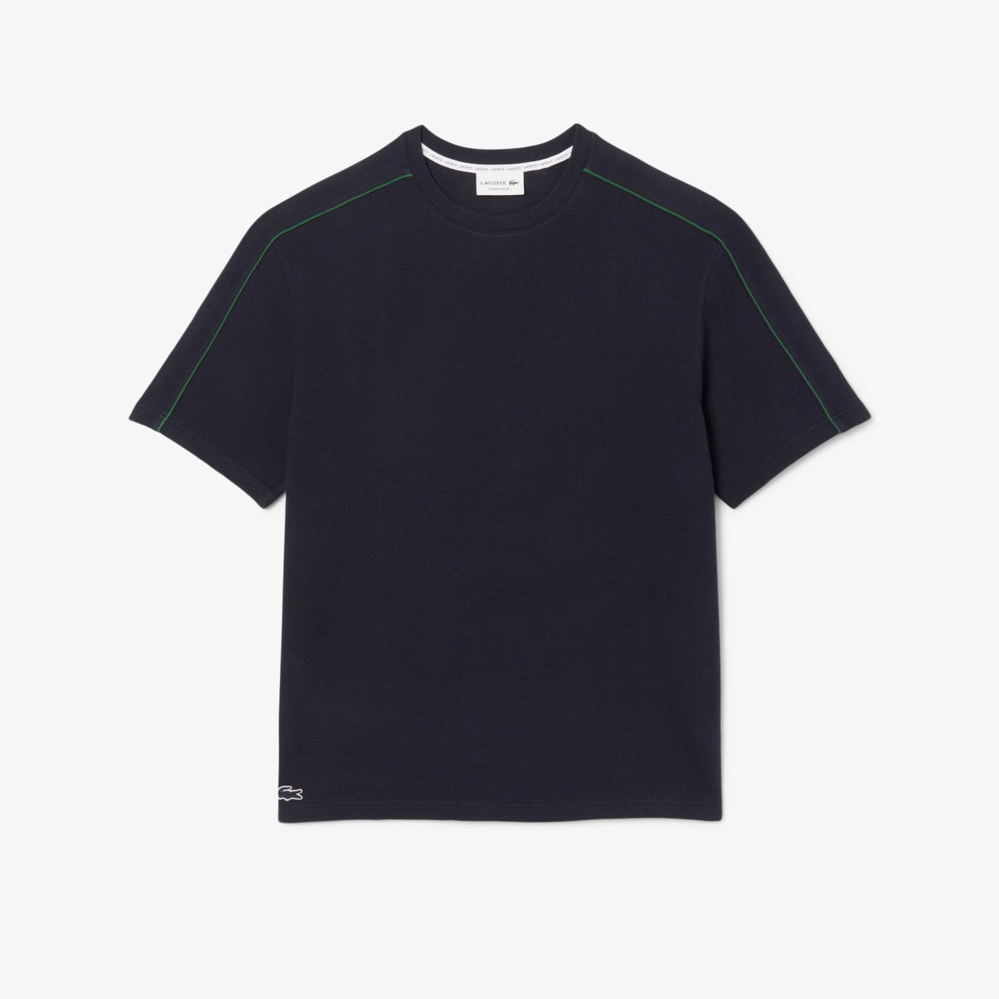 LACOSTE LOUNGEWEAR CREW NECK TEXTURED COTTON T-SHIRT NAVY BLUE RRP £60 NEW