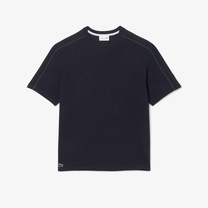 LACOSTE LOUNGEWEAR CREW NECK TEXTURED COTTON T-SHIRT NAVY BLUE RRP £60 NEW