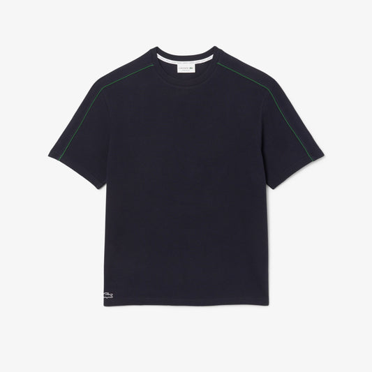 LACOSTE LOUNGEWEAR CREW NECK TEXTURED COTTON T-SHIRT NAVY BLUE RRP £60 NEW