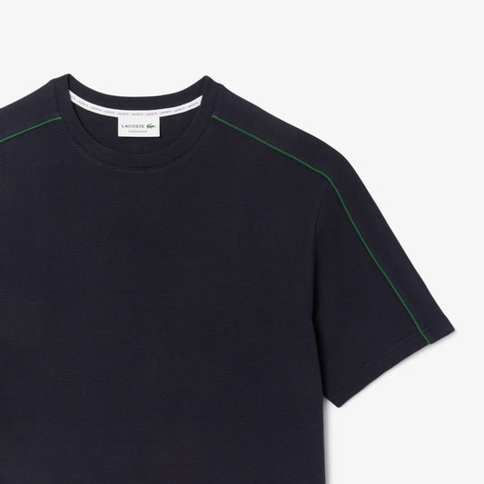 LACOSTE LOUNGEWEAR CREW NECK TEXTURED COTTON T-SHIRT NAVY BLUE RRP £60 NEW