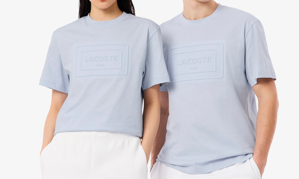 LACOSTE EMBOSSED LOGO COTTON T-SHIRT POWDER BLUE RRP £60 BNWT