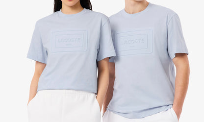 LACOSTE EMBOSSED LOGO COTTON T-SHIRT POWDER BLUE RRP £60 BNWT