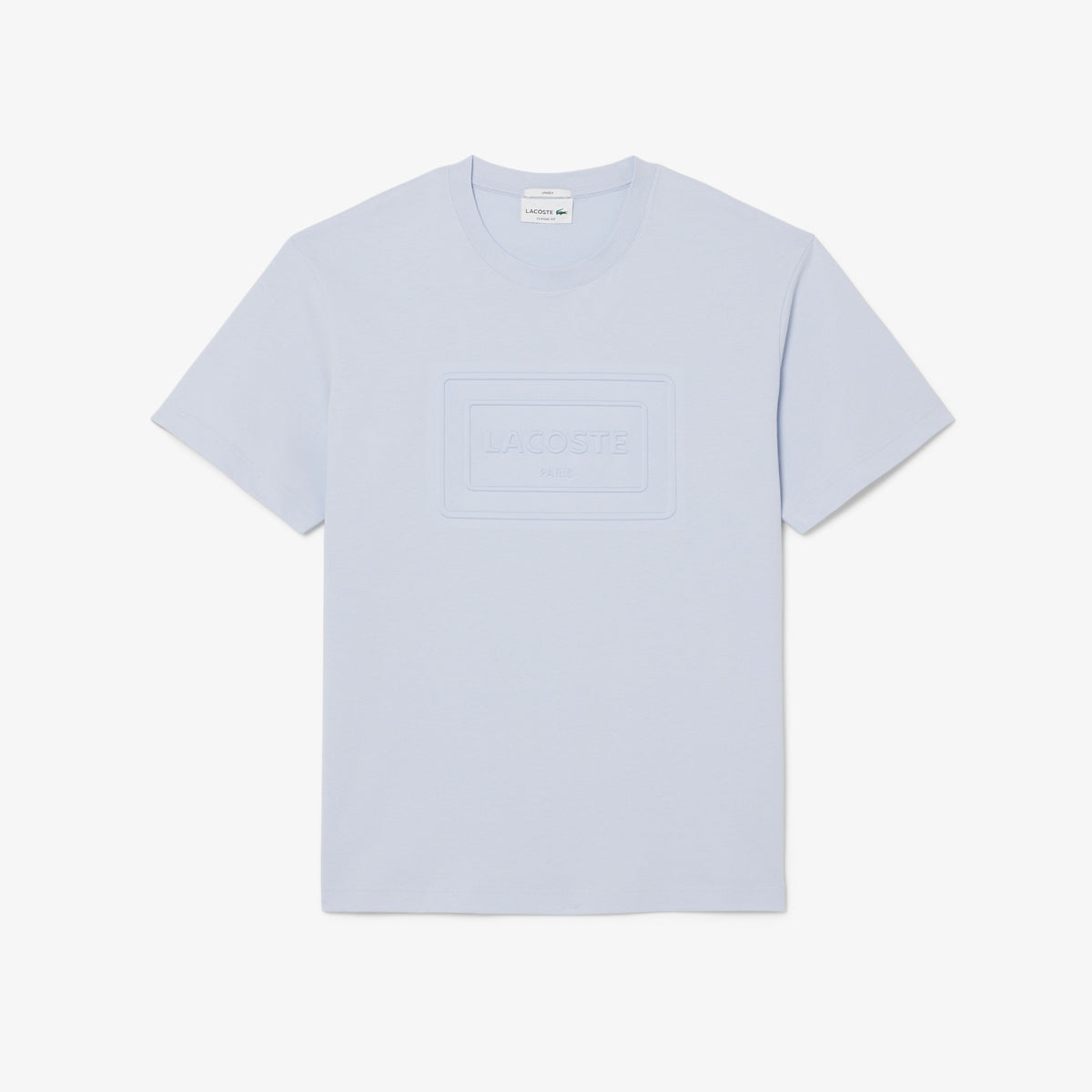 LACOSTE EMBOSSED LOGO COTTON T-SHIRT POWDER BLUE RRP £60 BNWT